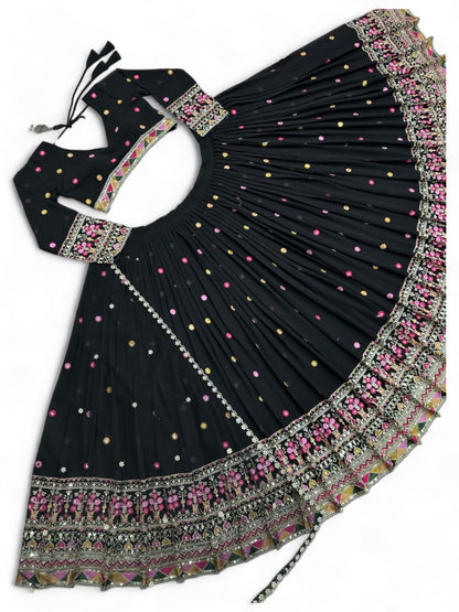 Black heavy work designer wedding lehenga choli