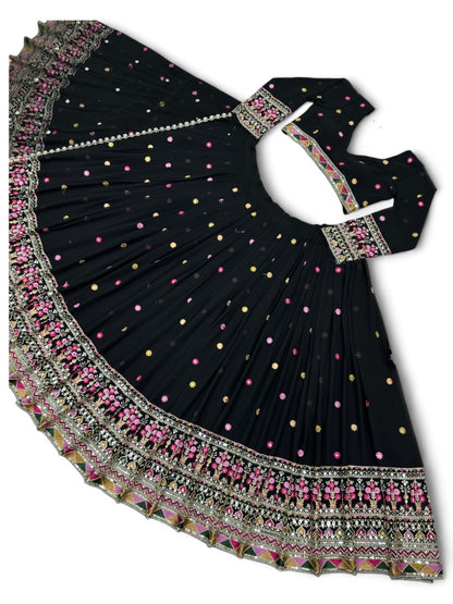 Black heavy work designer wedding lehenga choli