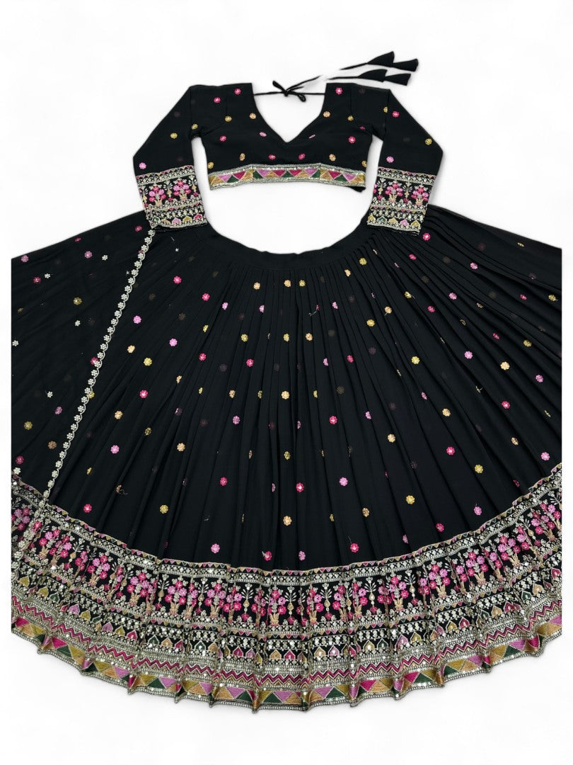 Black heavy work designer wedding lehenga choli