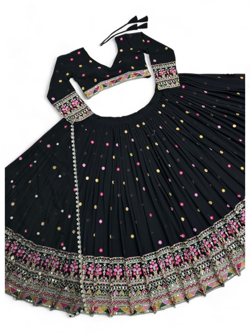 Black heavy work designer wedding lehenga choli