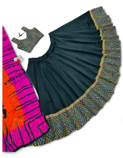 Black rainbow thread work festival wear lehenga choli