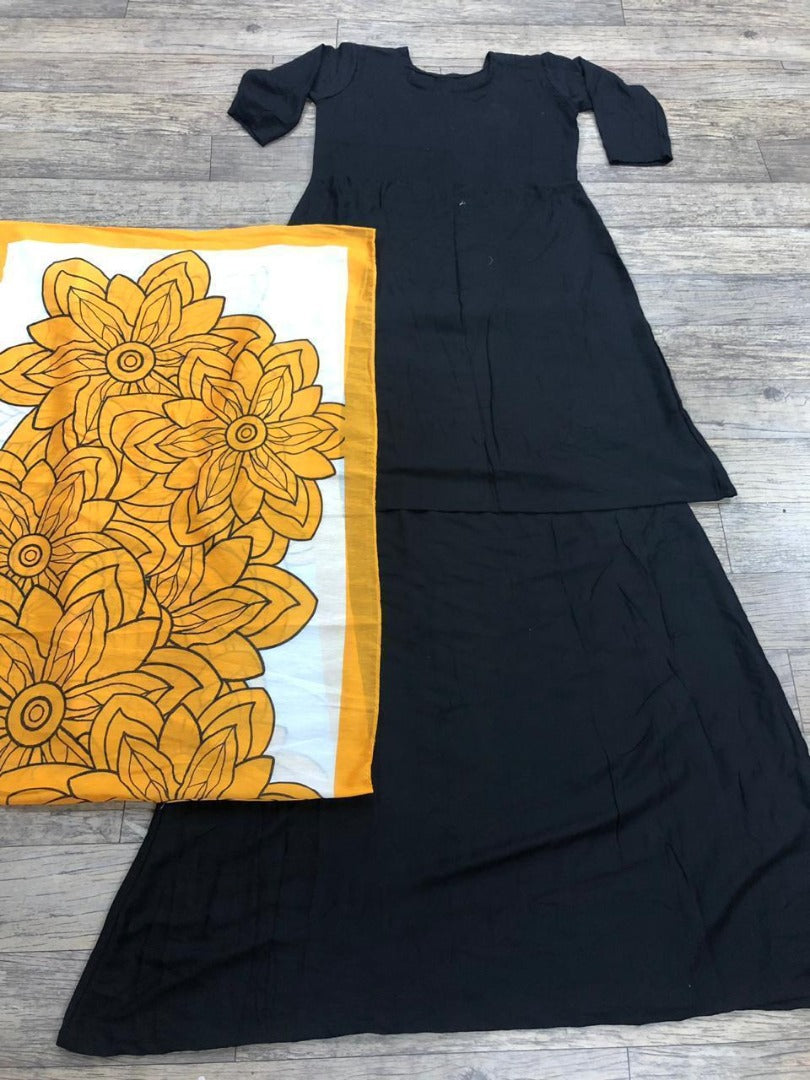 Black rayon skirt kurti with dupatta