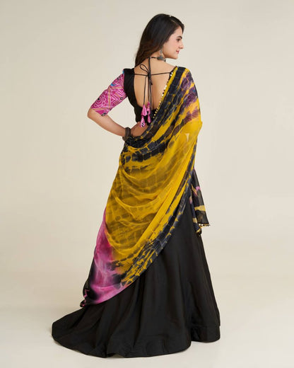 Black reyon gujarati garba navratri lehenga chaniya choli