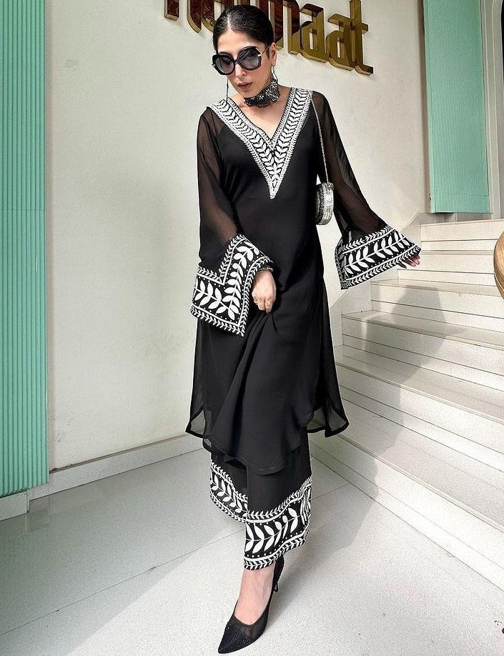 Black stylish eid special palazzo suit