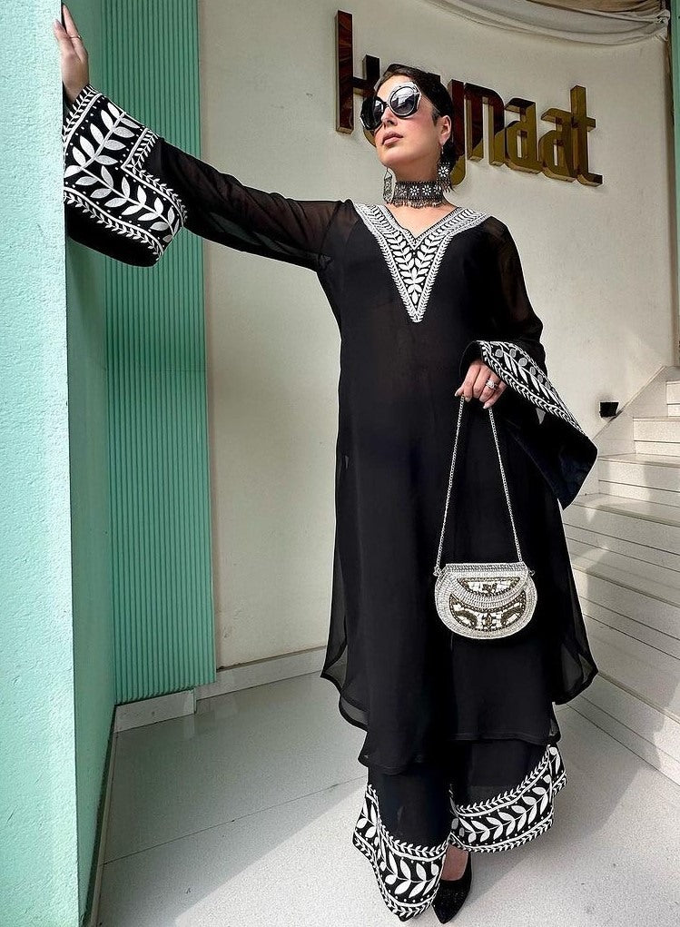 Black stylish eid special palazzo suit