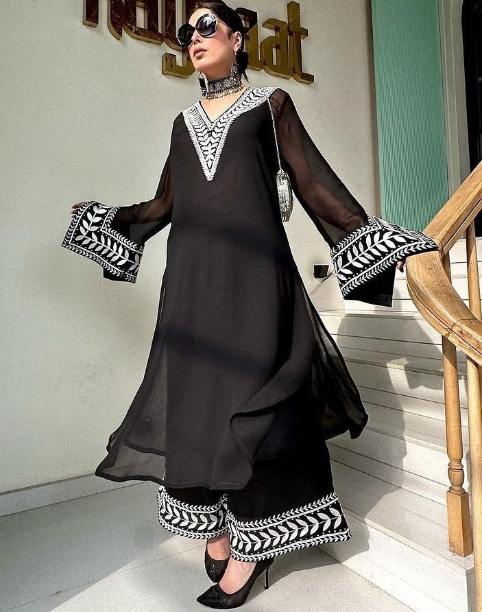 Black stylish eid special palazzo suit