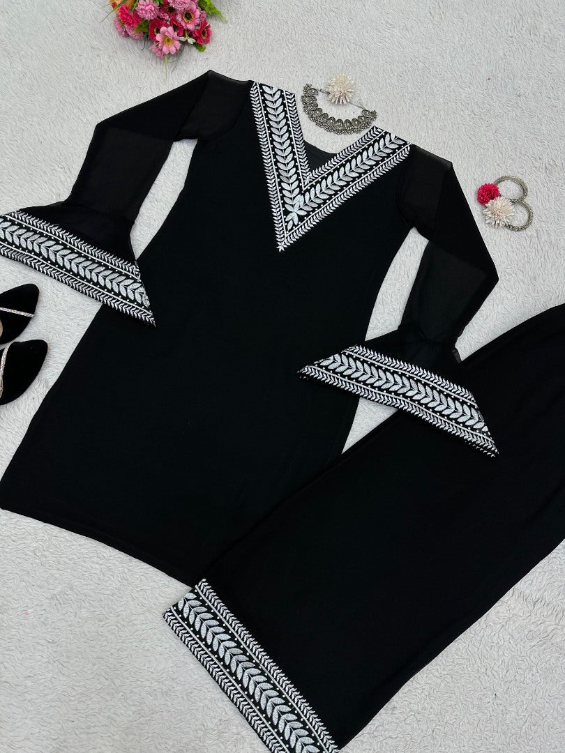 Black stylish eid special palazzo suit