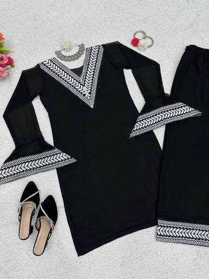 Black stylish eid special palazzo suit