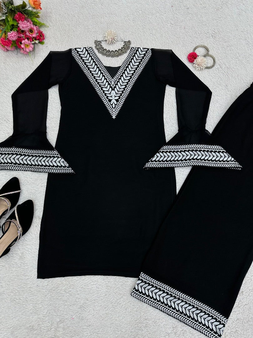 Black stylish eid special palazzo suit