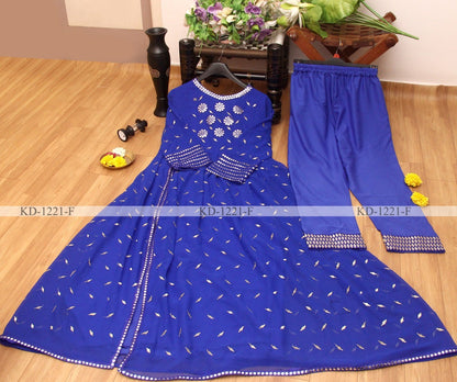 Blue georgette paper mirror salwar suit