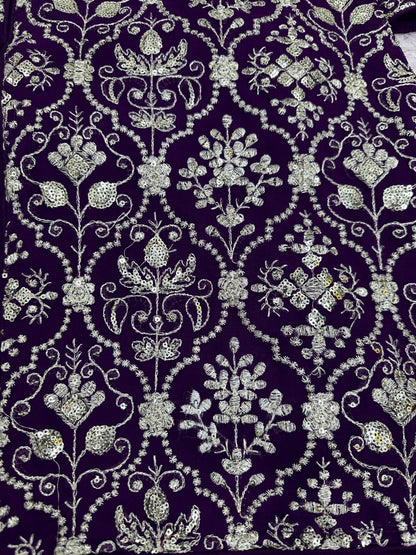 Dark purple georgette designer plazzo suit