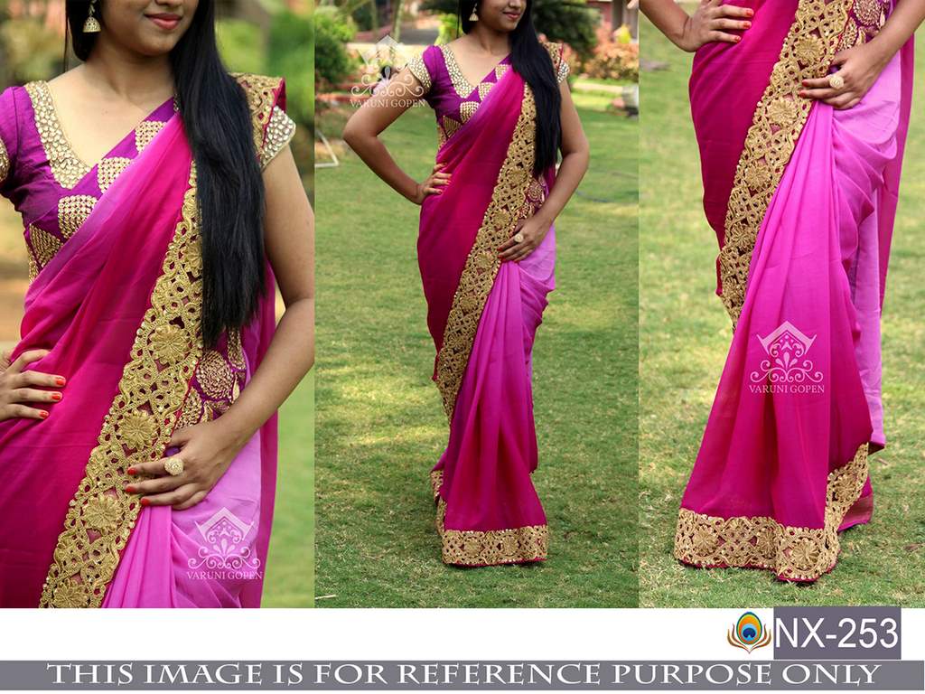 Designer Pink embroidered Wedding Saree