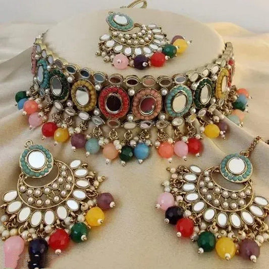 Fashion jewellery gold plated mirror kundan for women
