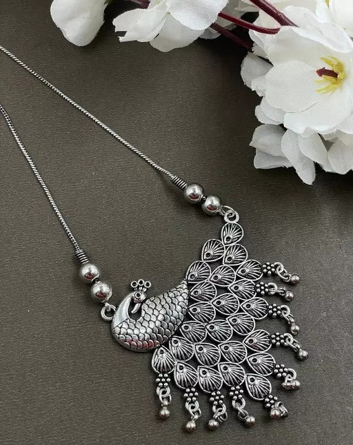 German silver oxidised peacock multi jewelry set