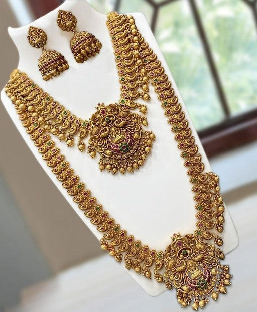 Gold plated alloy temple combo jewellery set