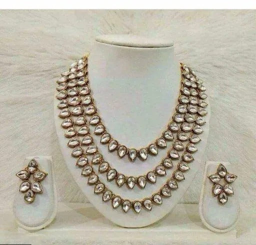 Gold Plated Kunda Stone Jewellery Set