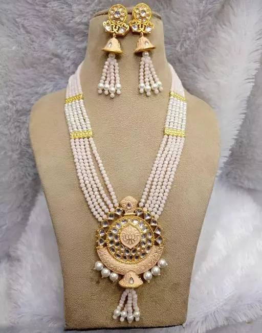 Gold plated pearls jewellery set