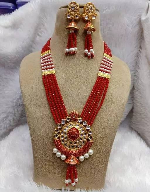 Gold plated pearls jewellery set