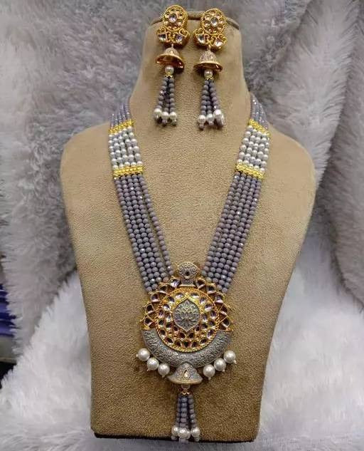 Gold plated pearls jewellery set