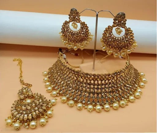 Gold Plated Pearls Jewellery Set for Women