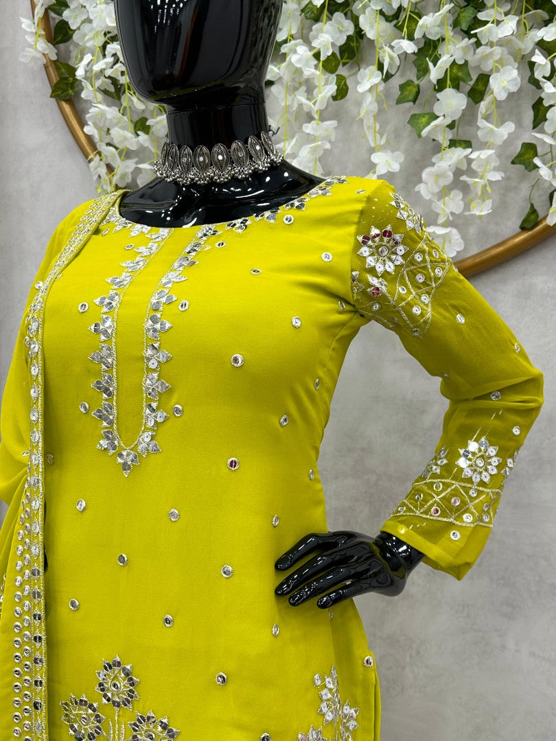 Green georgette sharara suit