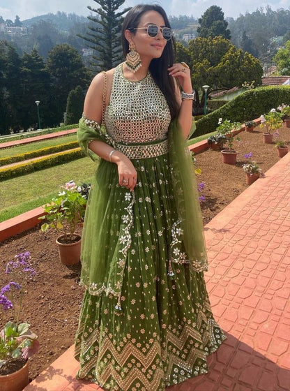 Green heavy sequence work wedding lehenga choli