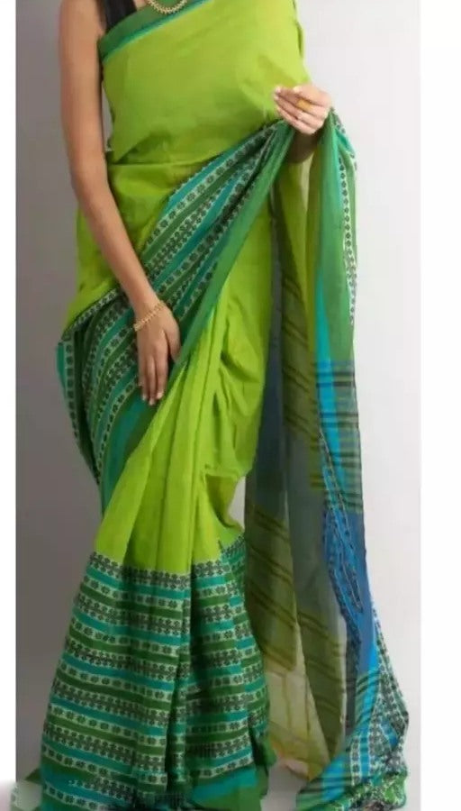 Green khadi cotton saree