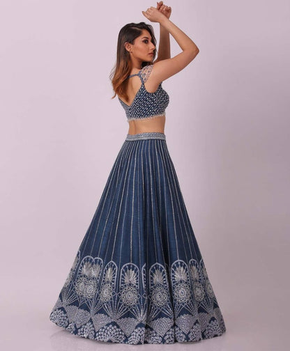 Grey heavy sequence work designer wedding lehenga choli