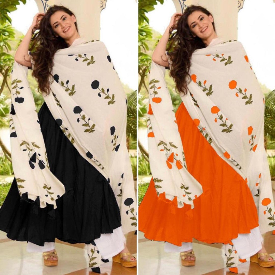 GT Rayon cotton plain plazzo kurti with printed dupatta