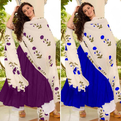 GT Rayon cotton plain plazzo kurti with printed dupatta