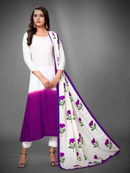 Heavy rayon multi color kurti with printed dupatta