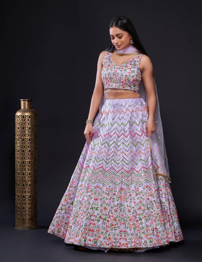 Light purple heavy work wedding lehenga choli