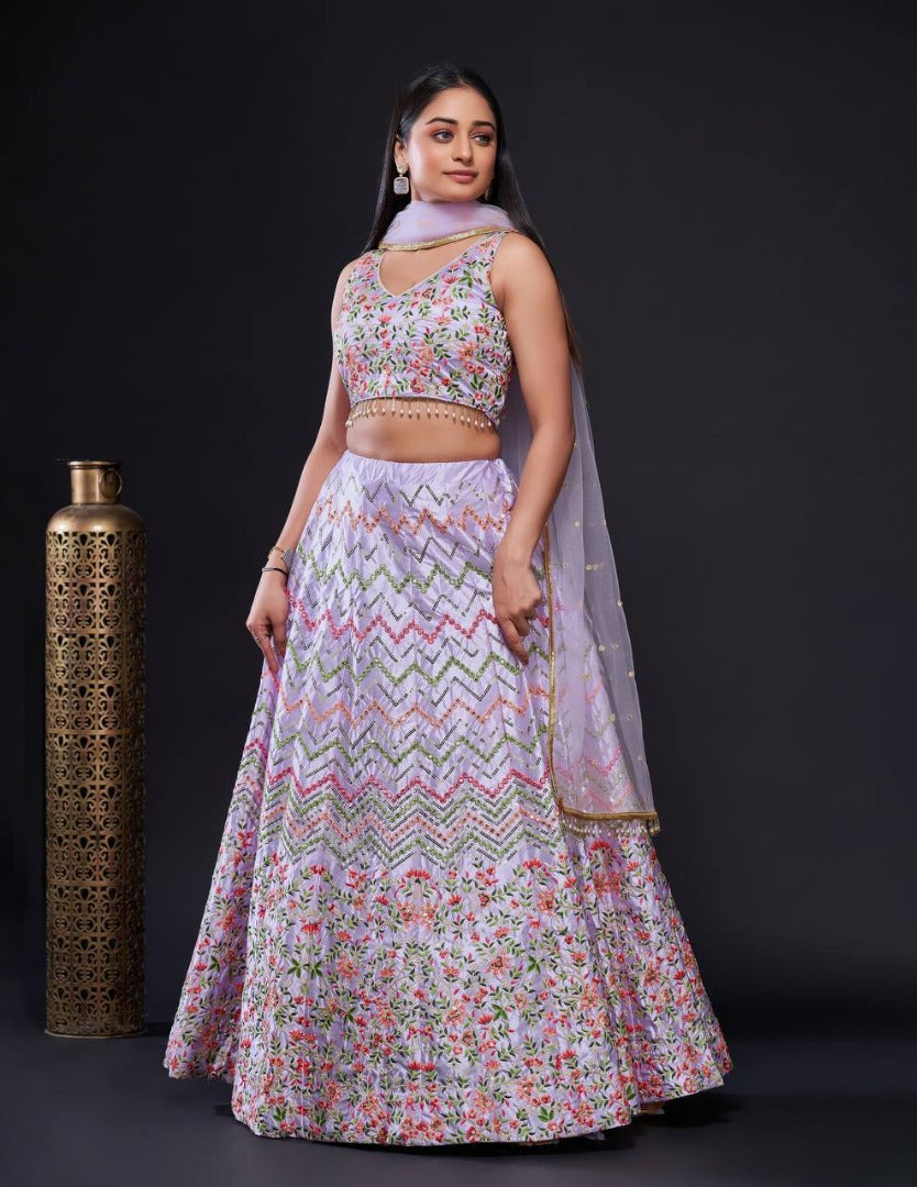 Light purple heavy work wedding lehenga choli