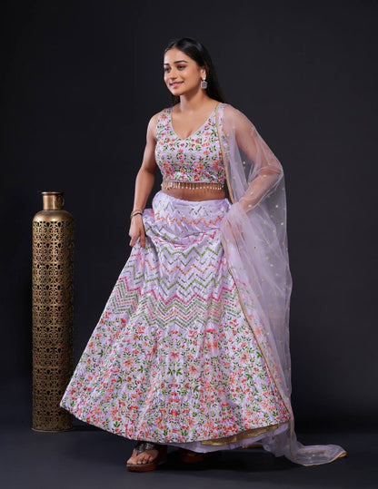 Light purple heavy work wedding lehenga choli