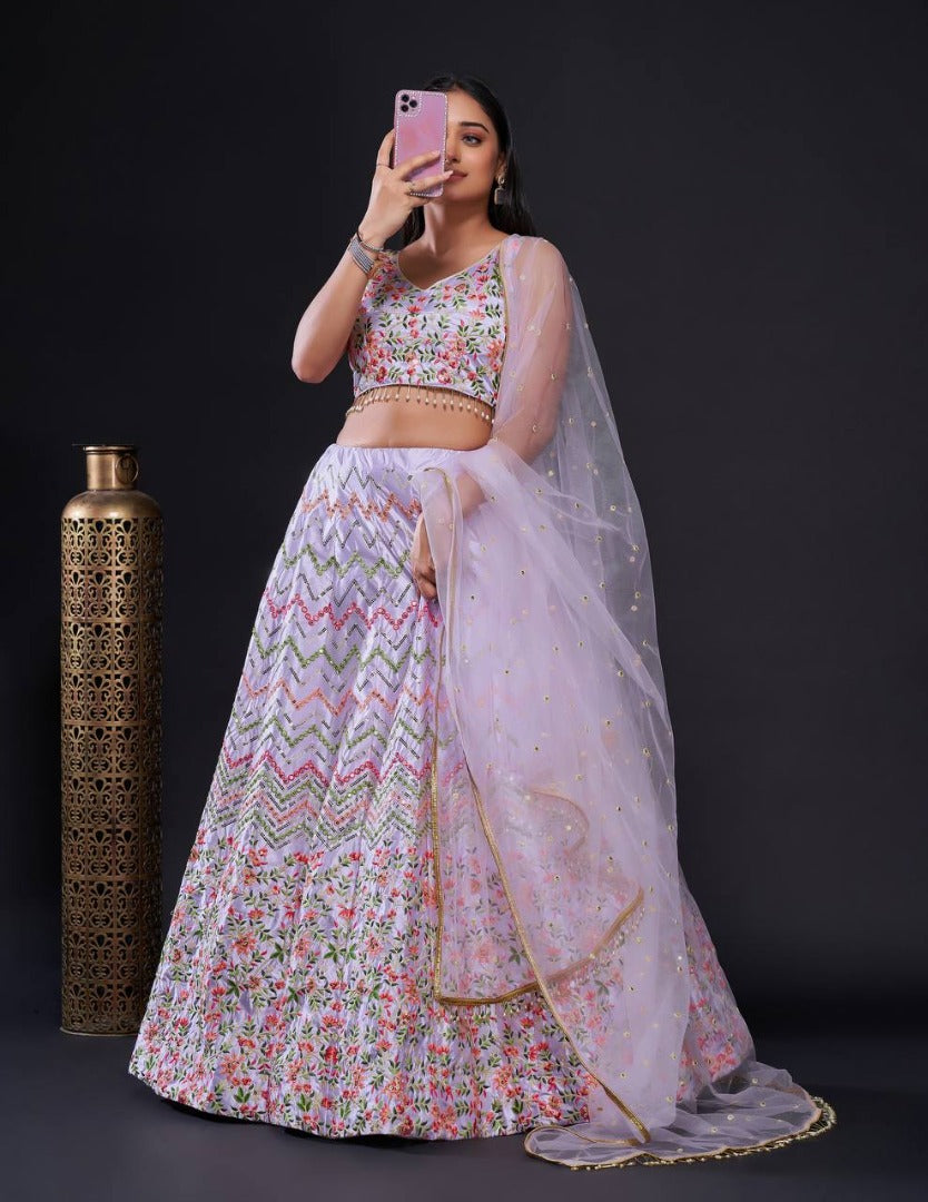 Light purple heavy work wedding lehenga choli