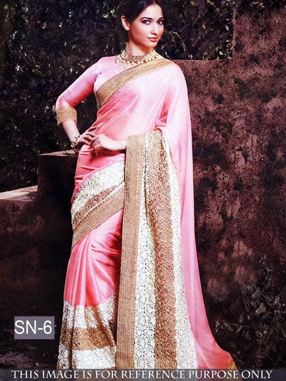 Mahaveer pink embroidered wedding saree