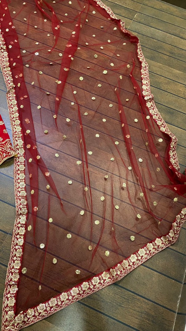 Maroon georgette heavy embroidered designer wedding lehenga choli