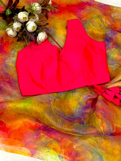 Multicolour pure soft organza silk printed saree