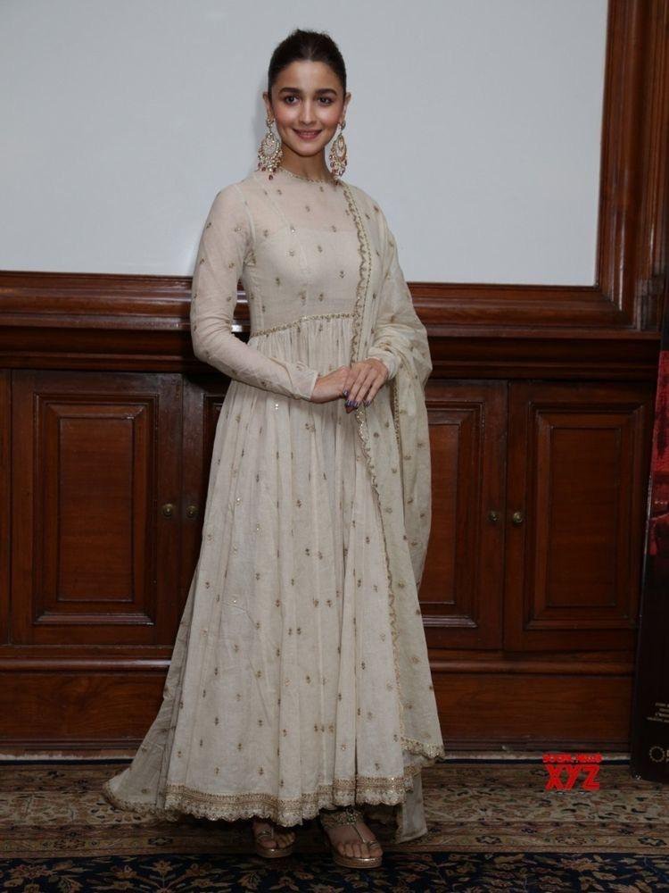 Off white georgette sequence work alia bhatt anarkali suit