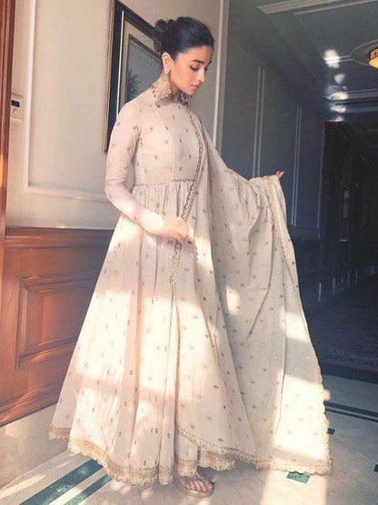 Off white georgette sequence work alia bhatt anarkali suit