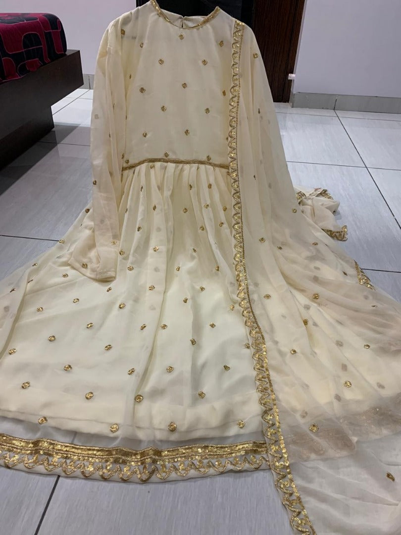 Off white georgette sequence work alia bhatt anarkali suit