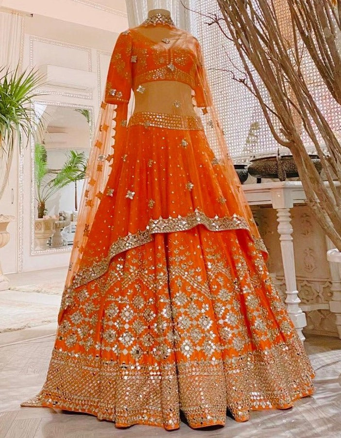 Orange orders colour wedding lehenga