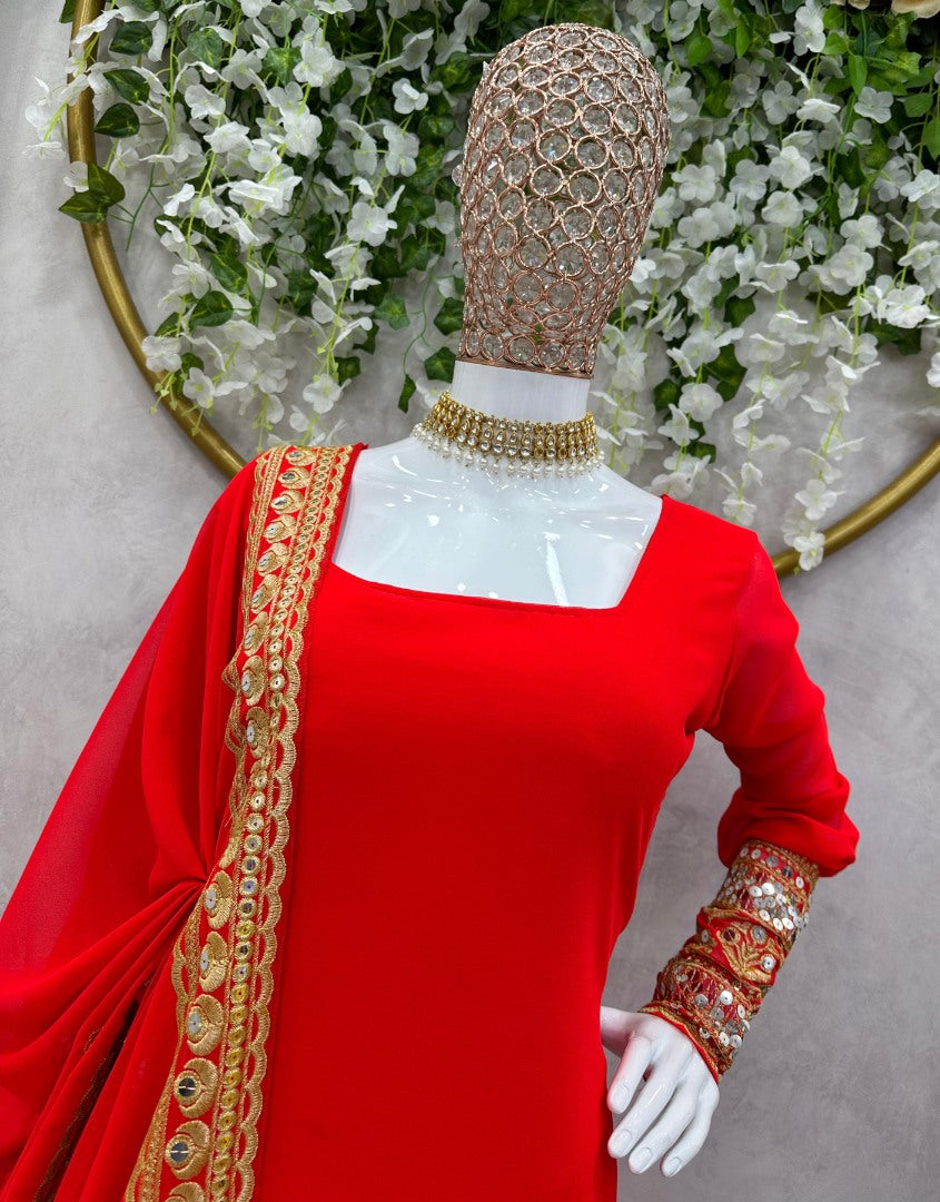 Orange georgette wedding sharara suit