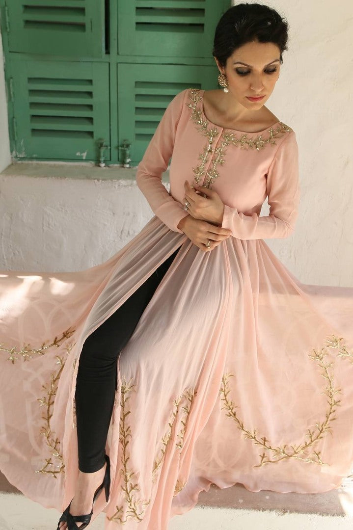 Peach georgette stylish salwar suit