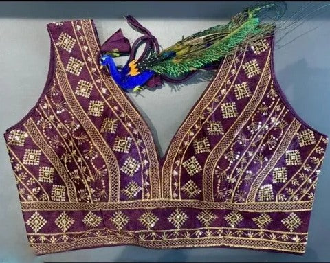 Phantom silk zari thread embroidery work blouse