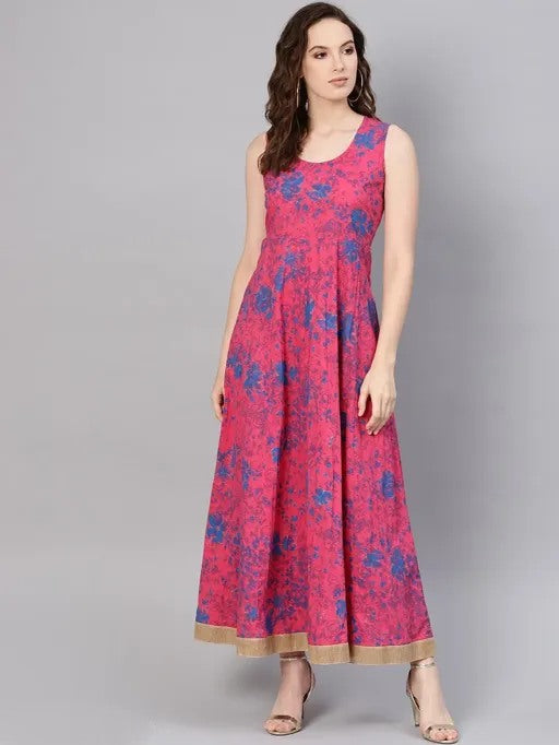 Pink crepe print and embroidered two piece kurti