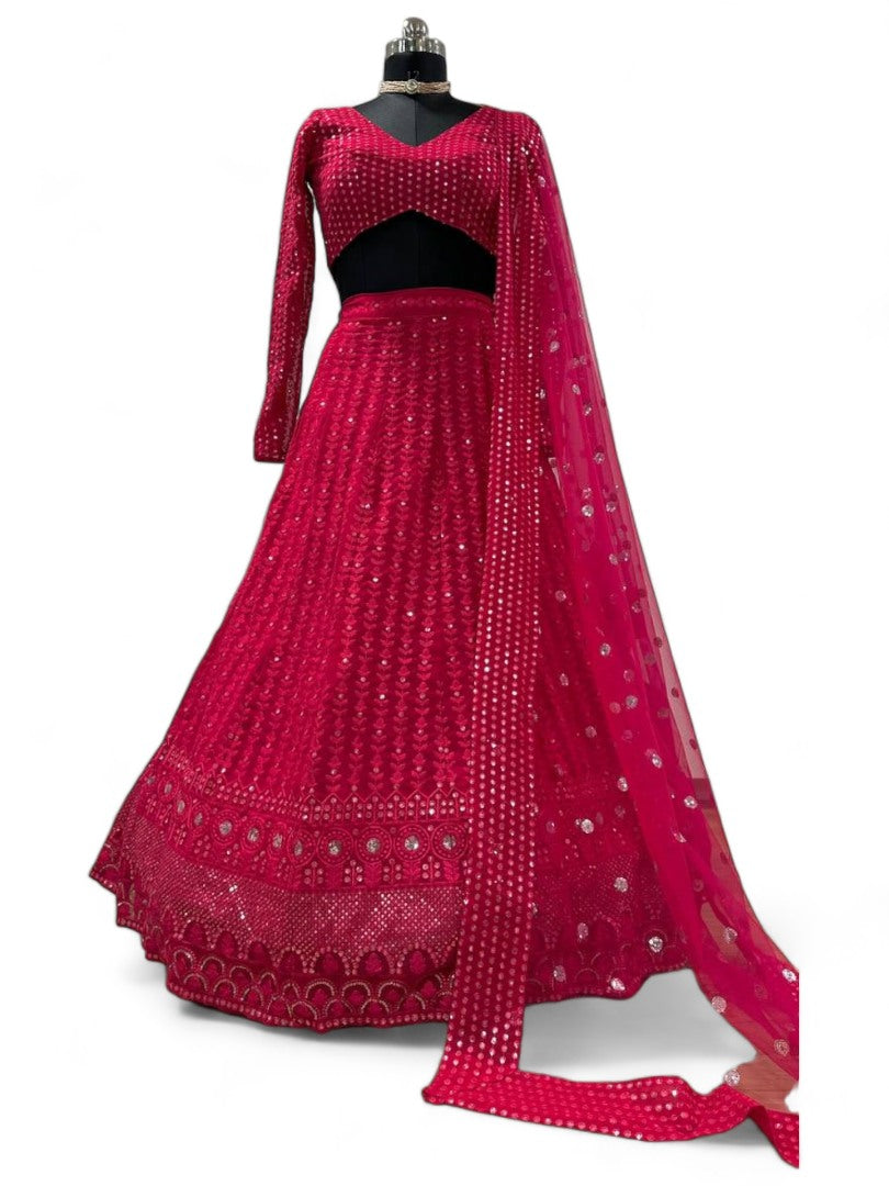 Pink heavy work designer wedding lehenga choli