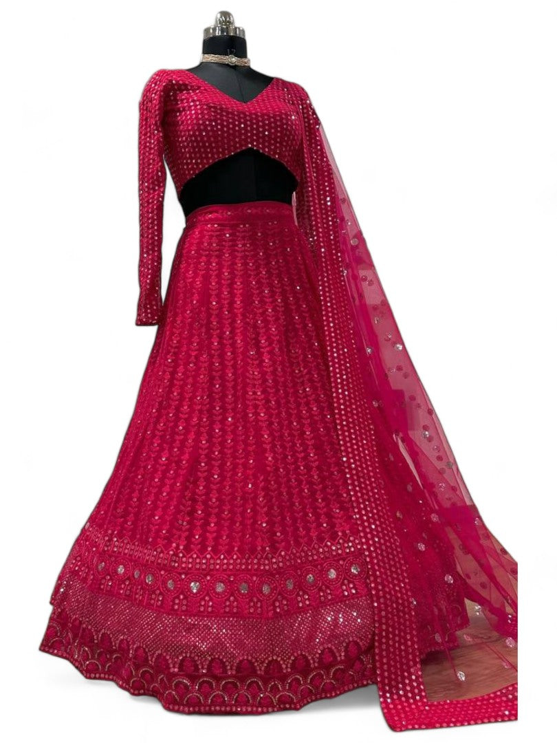 Pink heavy work designer wedding lehenga choli