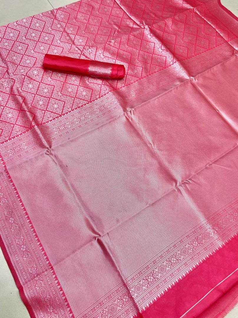 Pink soft lichi silk