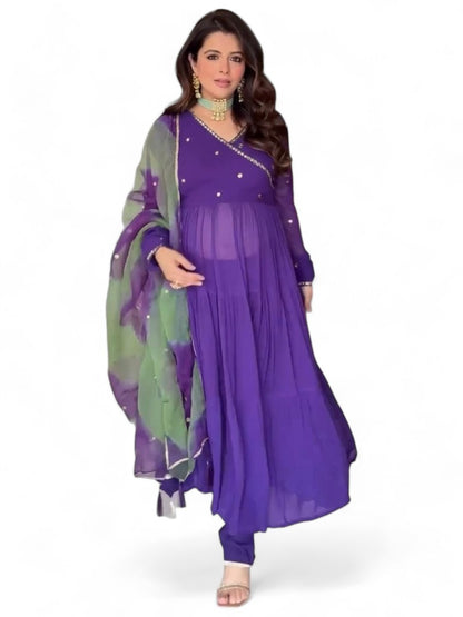 Purple georgette anarkali suit